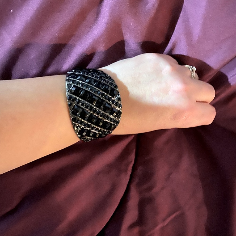 Black bangle bracelet with opening